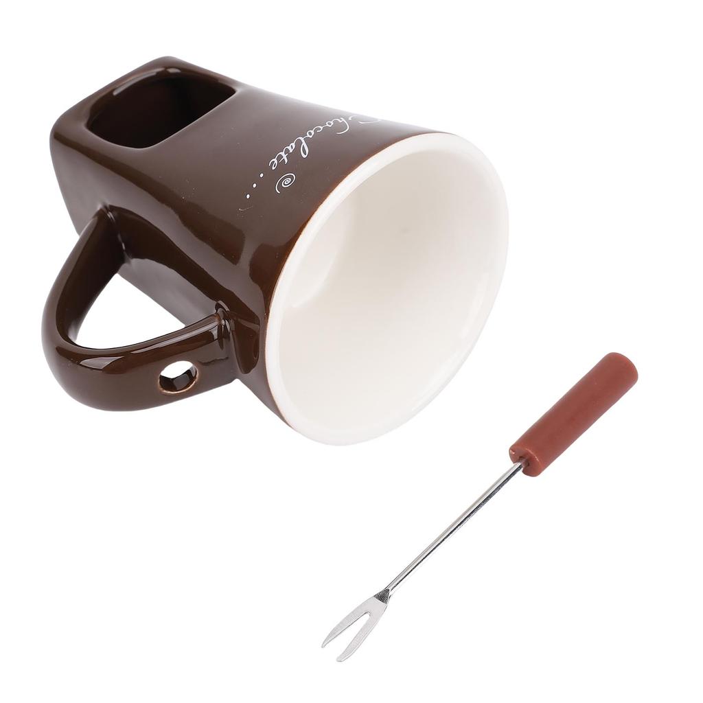 Schokoladenschmelzbecher Keramik Schokoladenfondue-Becher mit Gabel für Eis Käse Butter