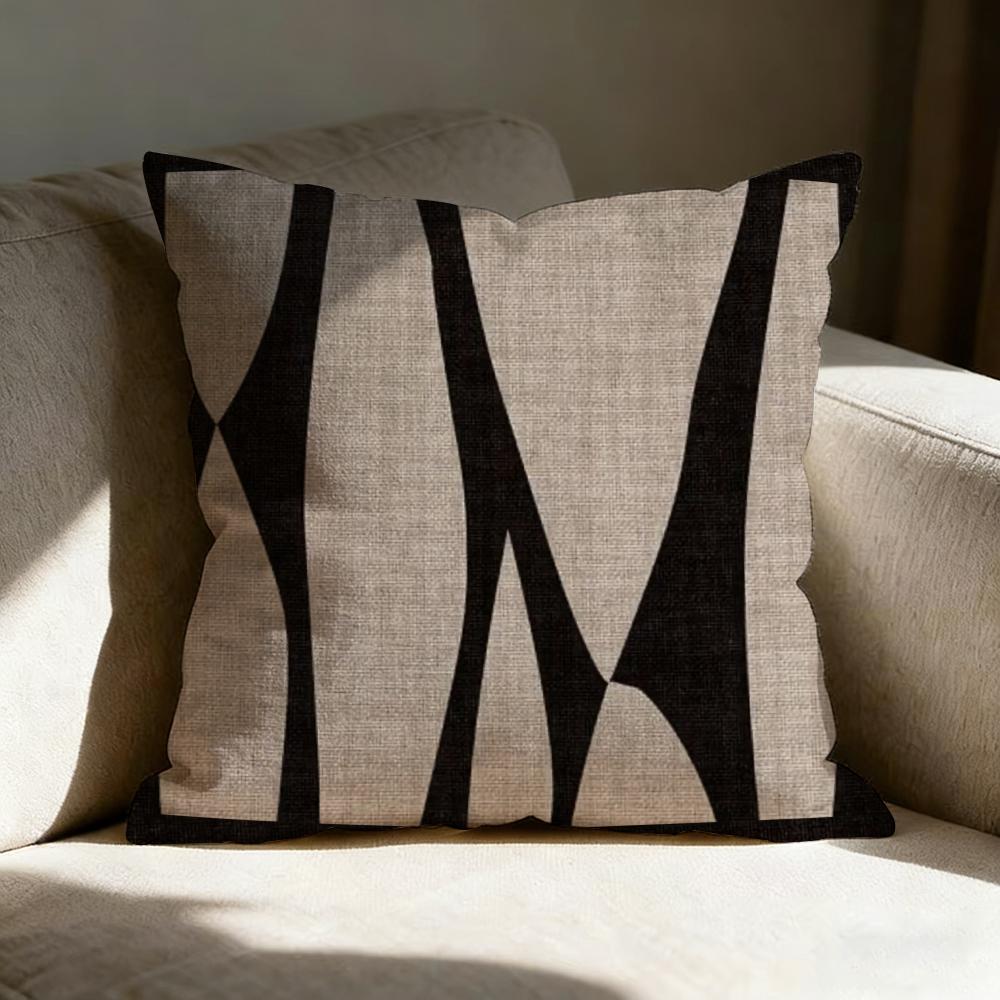 Reduced Geometry Pillow Case Linen Pillow Covers Cover For Couch Living Room Bench Patio Floor Linen Home Decor