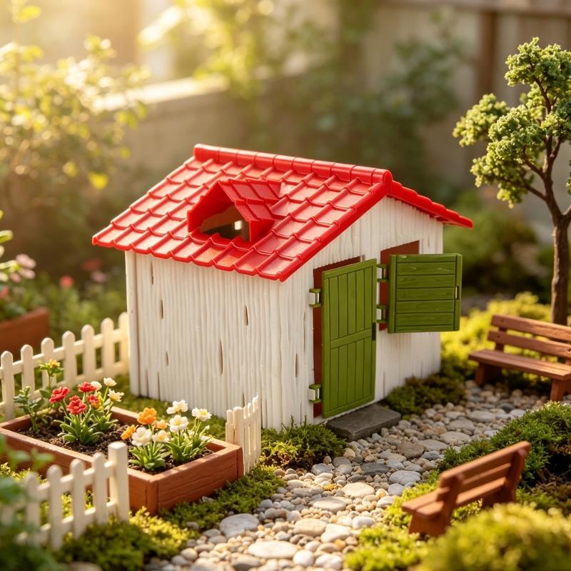 Miniature Tree House Ornament Plastic Tabletop Display Piece for Landscape Dioramas Shelf Styling and Scene Decors