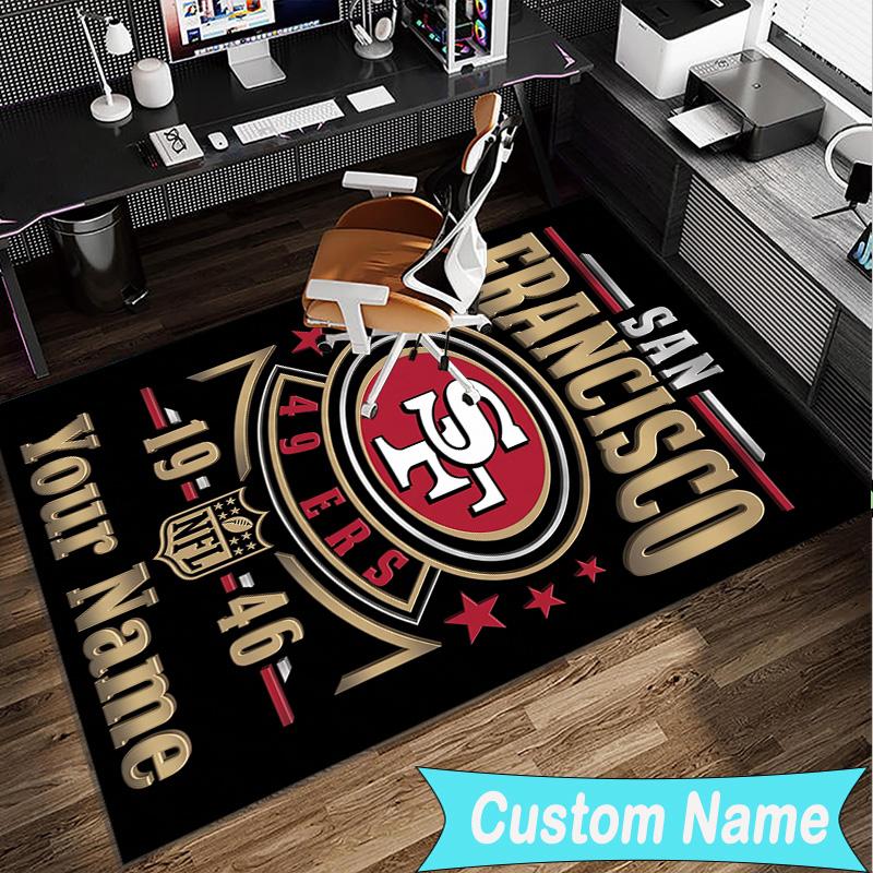 Custom Name Rug Vintage 49ers Football Area Rug Suitable for Indoor And Outdoor,Carpets for Homes, Offices,Living Rooms,Home Decor,Christmas Gift