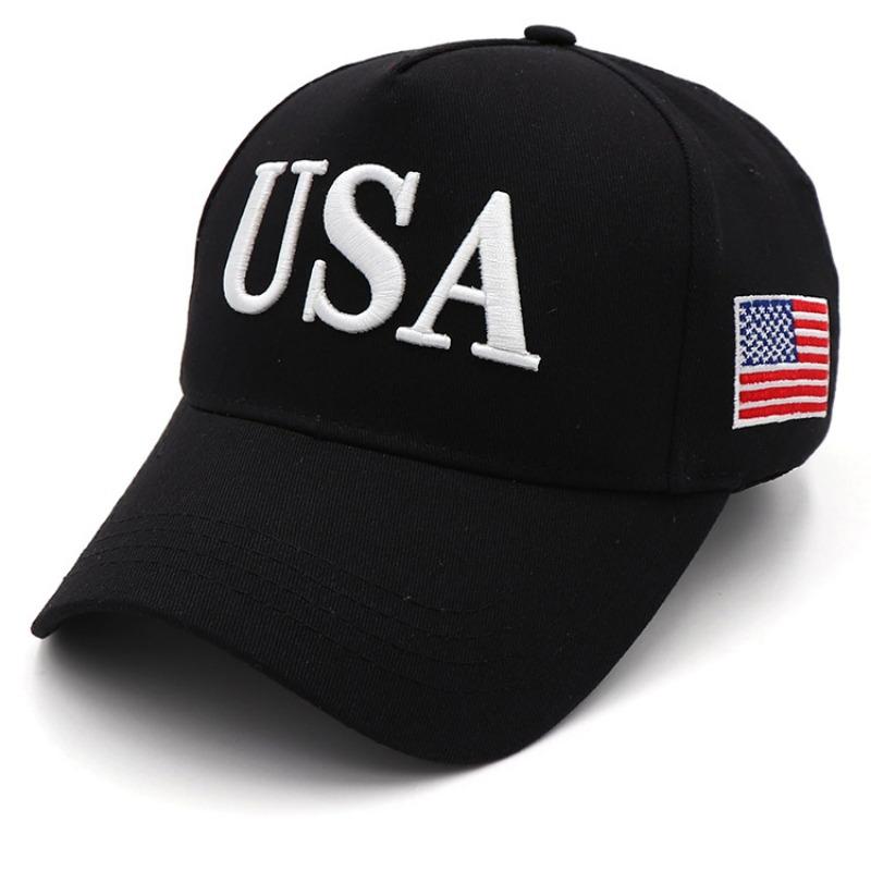 

2024 New American Election Hat Letter Embroidered Red Cap American Flag Baseball Cap Party Assembly Hat чорний