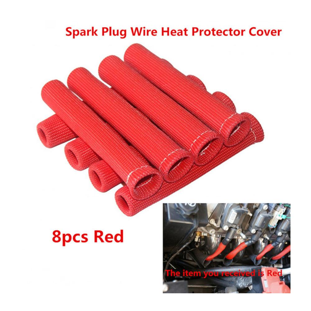8Pcs 2500 Degrees  Spark Plug Wire Boots Protector Sleeve Heat Shield Cover For LS1LS2