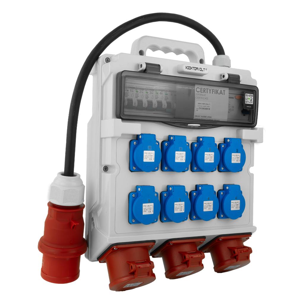 Quadro Elettrico da Cantiere 2X16A 32A Cee 8X230V Erbetka Con Cavo Protetto Doktorvolt Tr-S/Fi Dv-5022-D