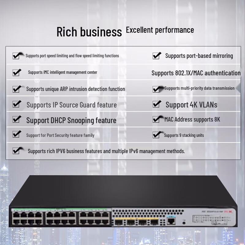 H3C S5024PV6-EI-PWR 24-Port Gigabit PoE+ Managed Switch