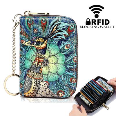 1PC Luxus RFID Kreditkarteninhaber Geldbörsen für Frauen Leder Reißverschluss Kartenetui für Damen Schlüsselanhänger Geldbörse