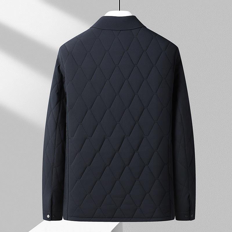 Men's 2023 Quilted Diamond Pattern Silk-Cotton Jacket - Lightweight Autumn Winter Shirt Style