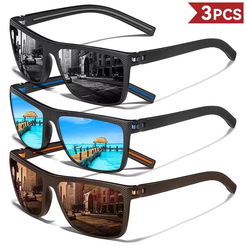 3PCS Amazing Men Polarized Sunglasses Unisex UV400 Glasses Fishing Goggles Outdoor Sport Eyewear  for Driving Fishing Cycling