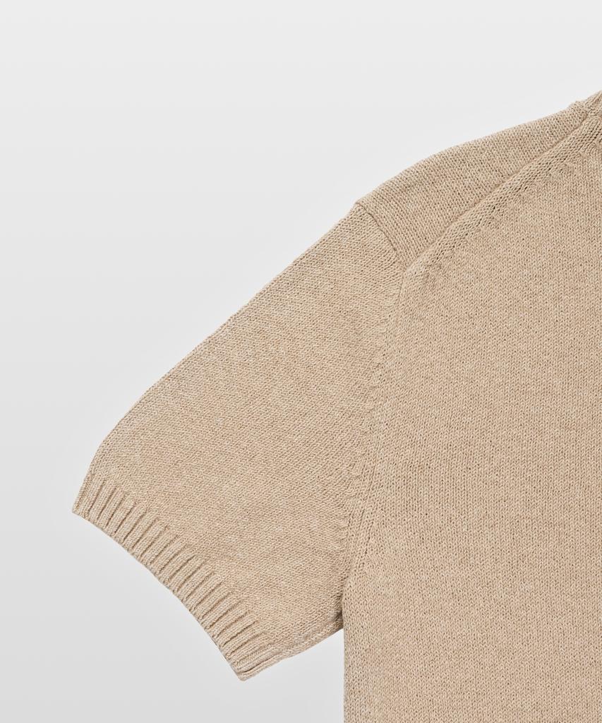 MANNERGRAM Upw Washable Cotton Round Short Sleeve Knit Light Beige