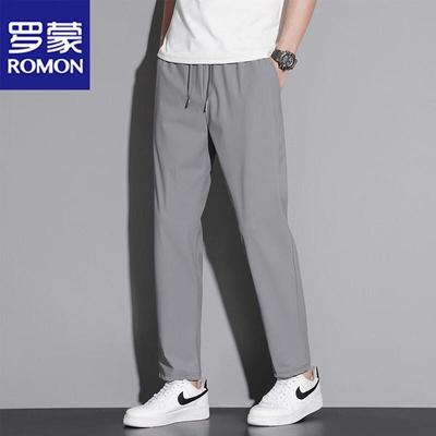 Pantaloni casual drepți pentru bărbați din mătase de gheață