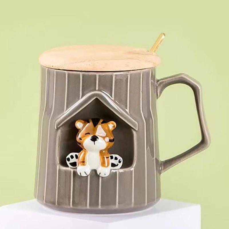 3D Tiger Cartoon Mug Original Mugs Coffee Cups Cup for Coffee Drinkware Mug With Lid Beautiful Tea Mugs Beer Funny Ceramic Cute
