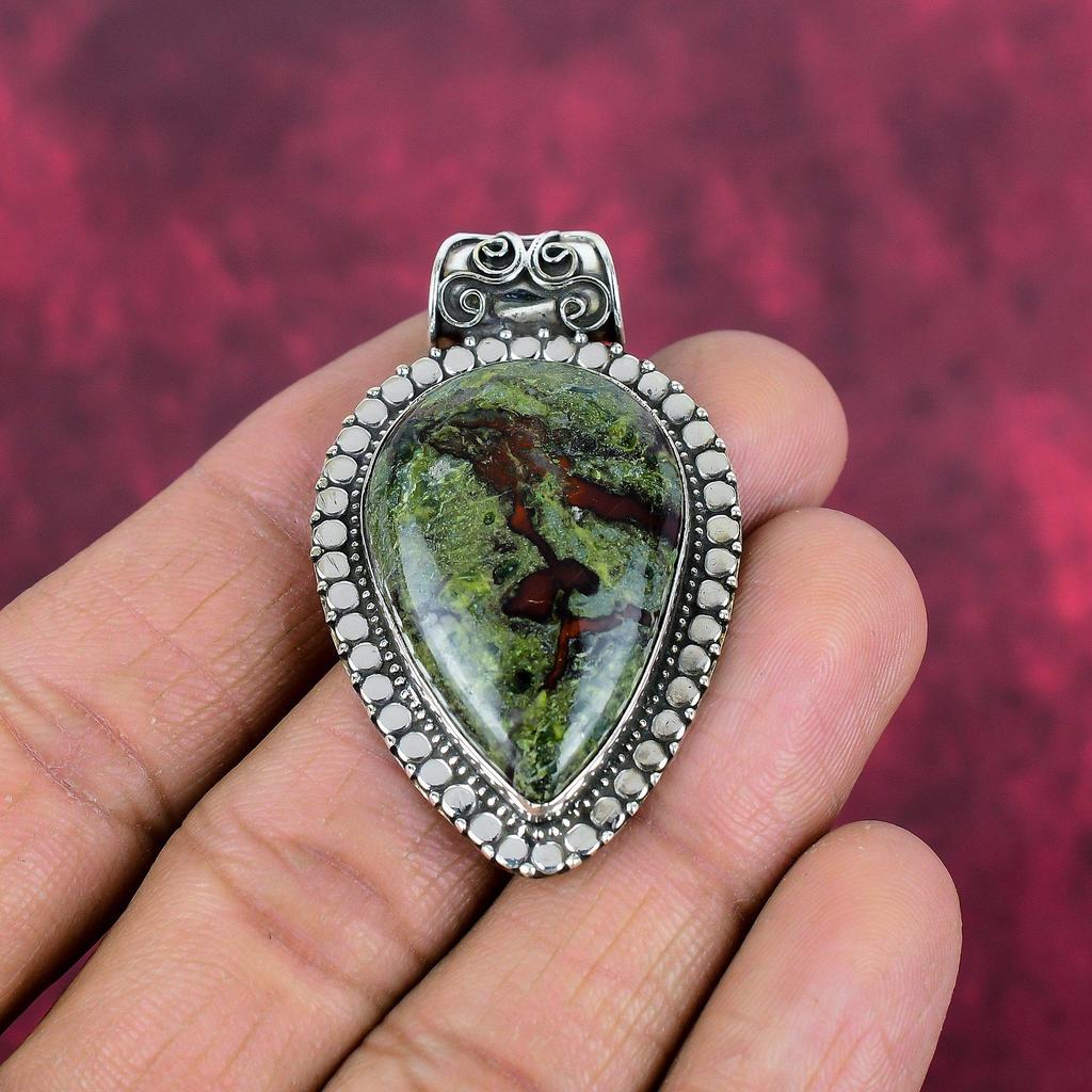 Bijou en pierre de sang de dragon, pendentif en pierre précieuse fait main, pendentif en argent sterling massif 925, bijou ancien, cadeau de fiançailles