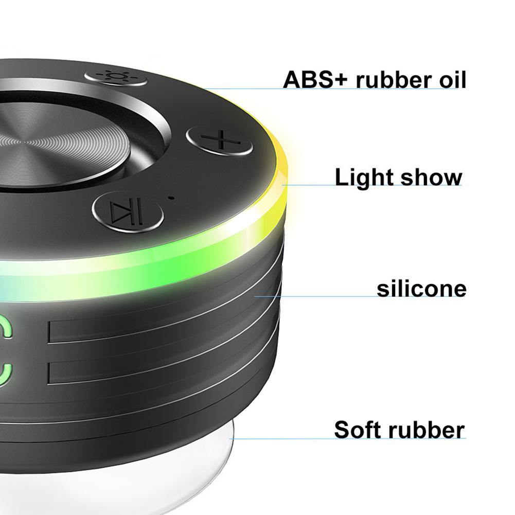 Waterproof Shower Speaker with Suction Cup/RGB Light Bluetooth-Compatible 5.2 Wireless Speaker for Bathroom Party Travel Outdoor