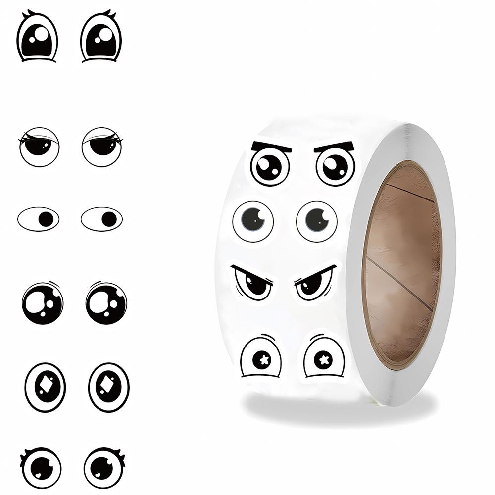 500Pcs/roll Small Expression Eyes Cartoon Stickers Cute Gaze Phone Cafe Aesthetic Streetwear Graffiti Bicycle Sticker