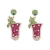 European and American New Fashion Personality Cocktail Cup Alloy Diamond Earrings Versatile Oil Drop Pearl Earrings Women