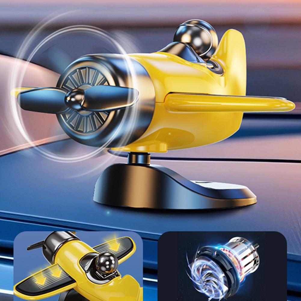 Rotating Solar Powered Propeller Fighter Car Ornament for Vehicle Display
