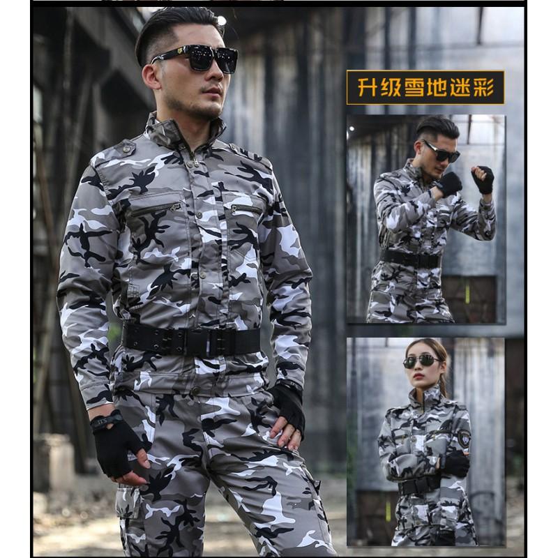 Mens Camo Tactical Uniform Set Quick-Dry Breathable Workwear Military Training Outdoor Hiking Camping