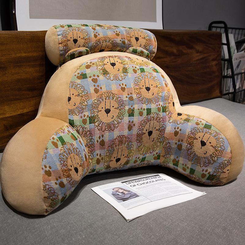 Retro Printed Headboard Cushion Plump Filling Soft Waist Protection Mats Large Backrest Sofa Hug Pillow Home Bedroom Study Office Reading Pillow