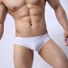 New men's ice silk sexy briefs, sexy silky smooth thin fashion solid color triangle bathrobe matching