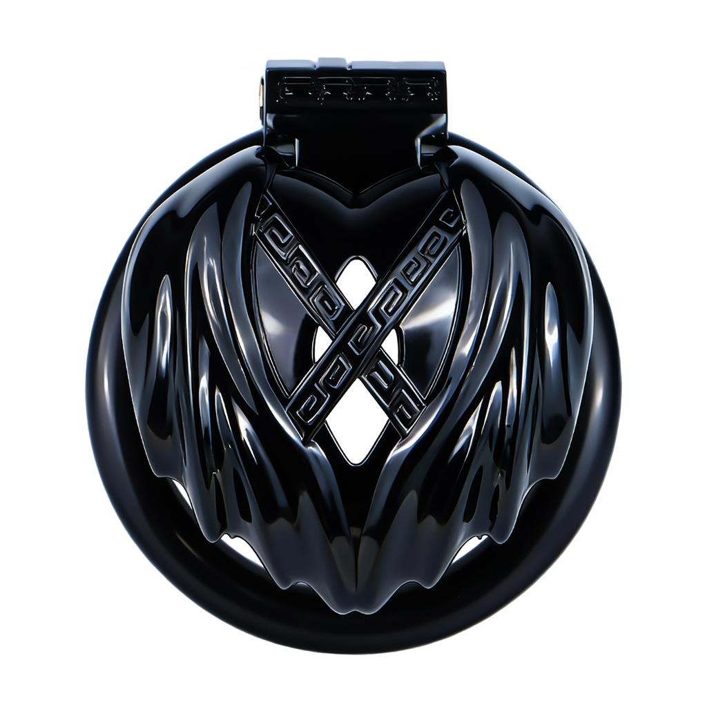 FRRK Black Resin Male Penis Lock with Angel Wing Restraints Wearable Chastity Cage Adult Couple Intimate Toy for Pleasure and Intimate Play