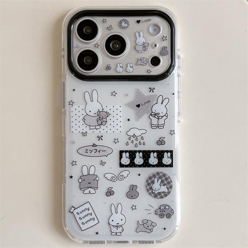 

Kawaii Cartoon Rabbit Starry Sky Phone Case for iPhone 16 15 14 13 17 Pro Max INS Style Soft Silicone Shockproof Cover Funda iPhone17