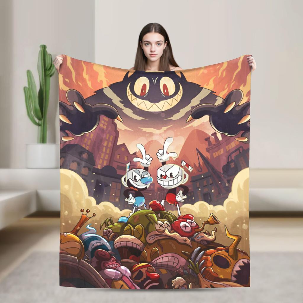 Mi Galeria Suprema Flannel Throw Blanket Shooting Game Cupheads Blankets for Sofa Outdoor Super Warm Quilt,
