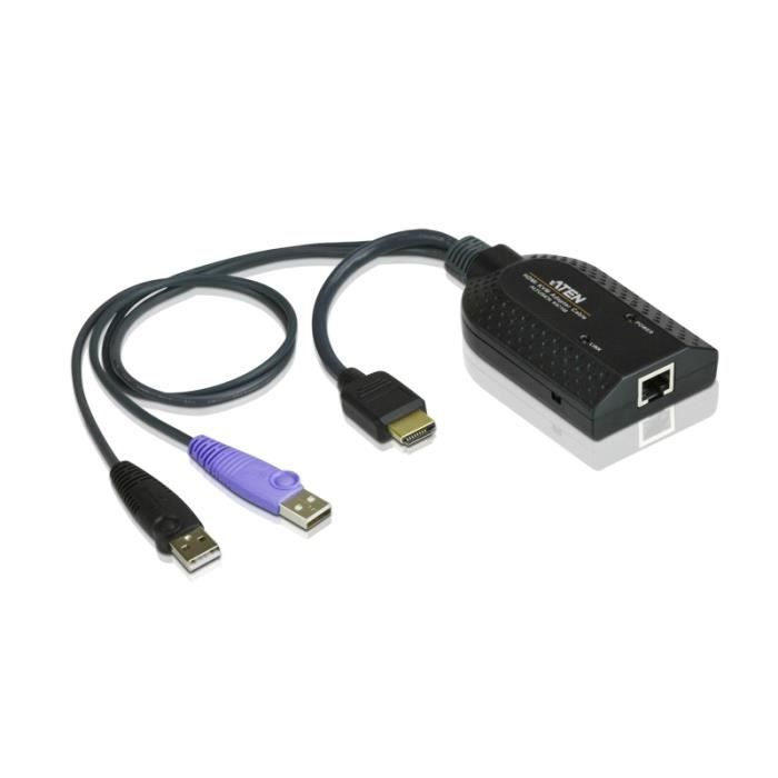 Câbles ATEN KA7168-AX HDMI USB Virtual MediaKVM - Noir - Connecteur RJ-45, USB A, HDMI
