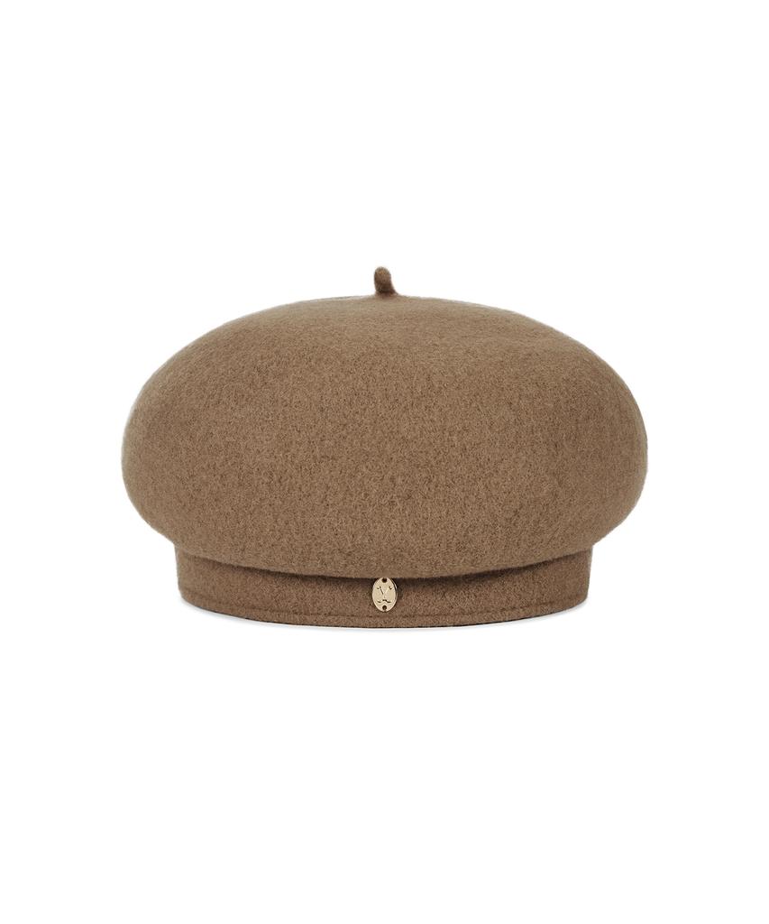 Bajal Va Curved Oval Metallic Wool Beret Camel