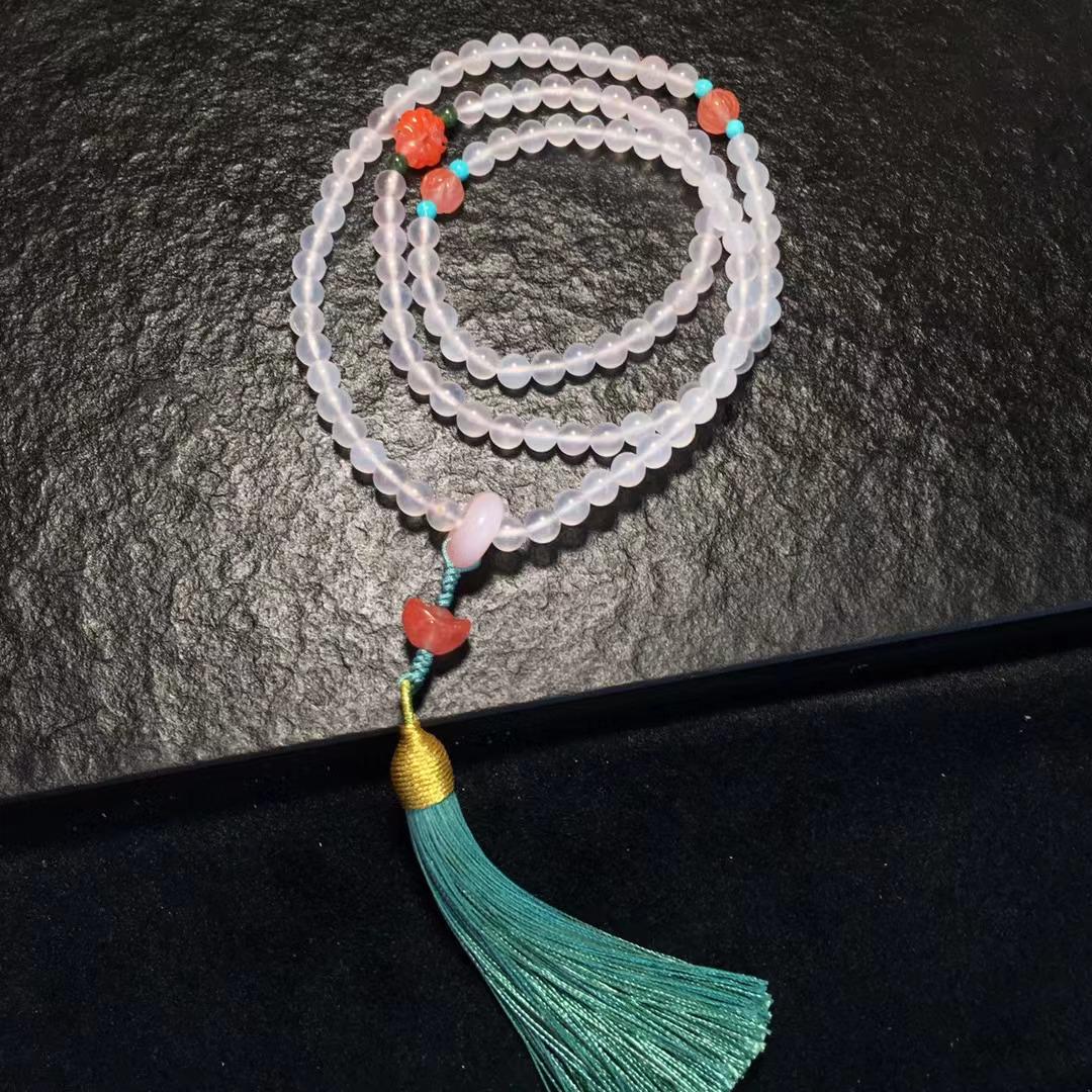 South Red Lychee Jelly Prayer Beads Bracelet – Multi-Loop, Ice-Float Design, No Impurities, White Background
