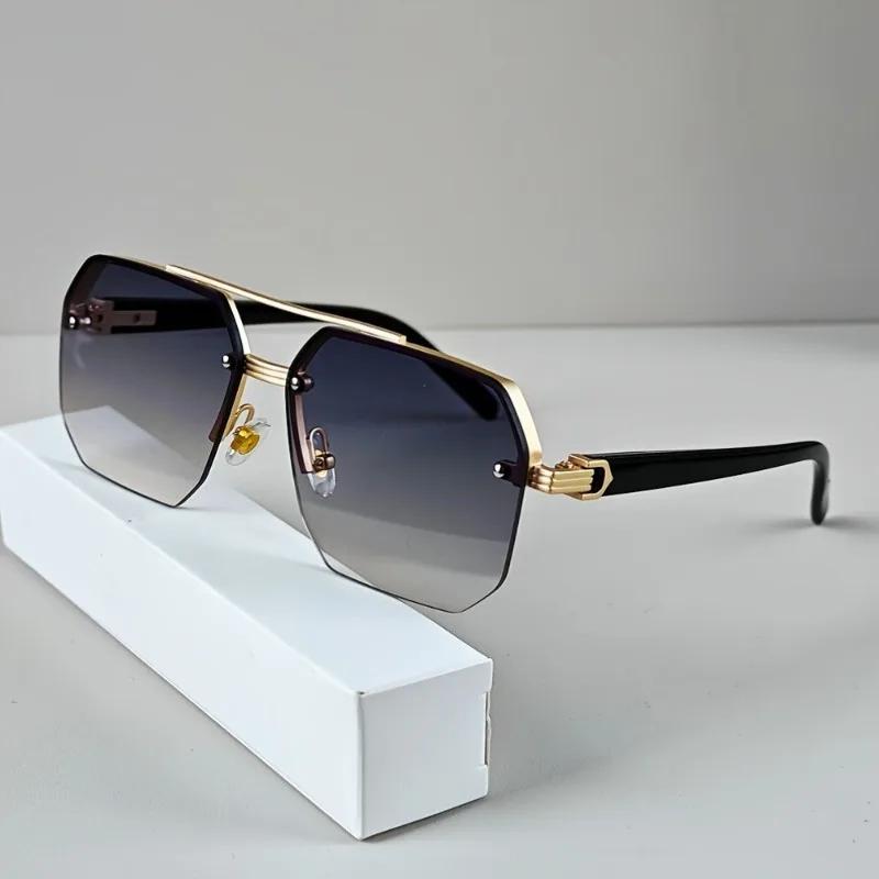 Vintage Square Frame Fashion Glasses for Men & Women Metal Double Beam Decorative Glasses Unisex Couple'S Eyewear for Casual