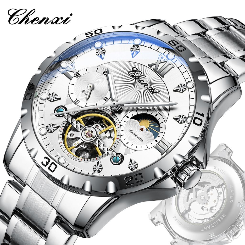 Men' s Watches Fashion Automatic Self- winding Mechanical Watch for Man Sapphire Mirror Moon Phase