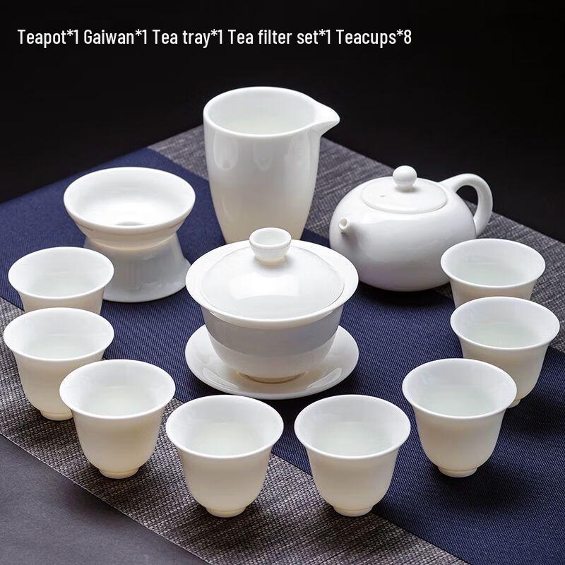 Премиальный нежный нефрит, белый фарфор, чайный набор для кунг-фу
