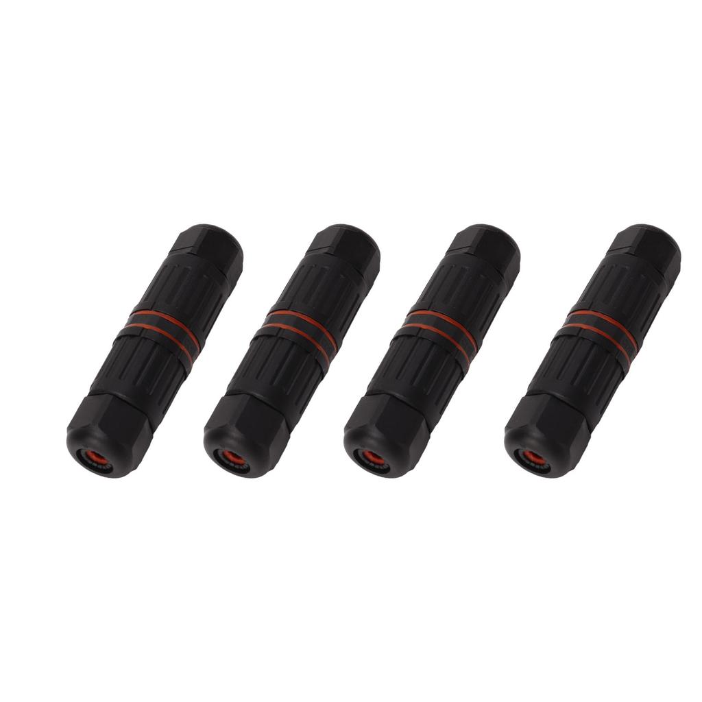 4PCS Electrical Connector Waterproof 3 Pin 10A Flame Retardant PA66 Rubber Washer Wire Connector