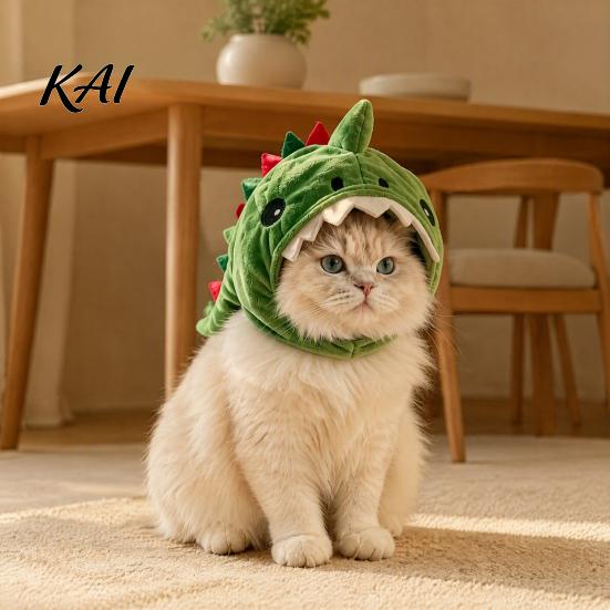 Lightweight Headwear for Small Pets Cute Dinosaur Pet Hat Cats, Soft Plush Funny Cat Trendy Costume Social Media Photos with Shark Design, Novelty