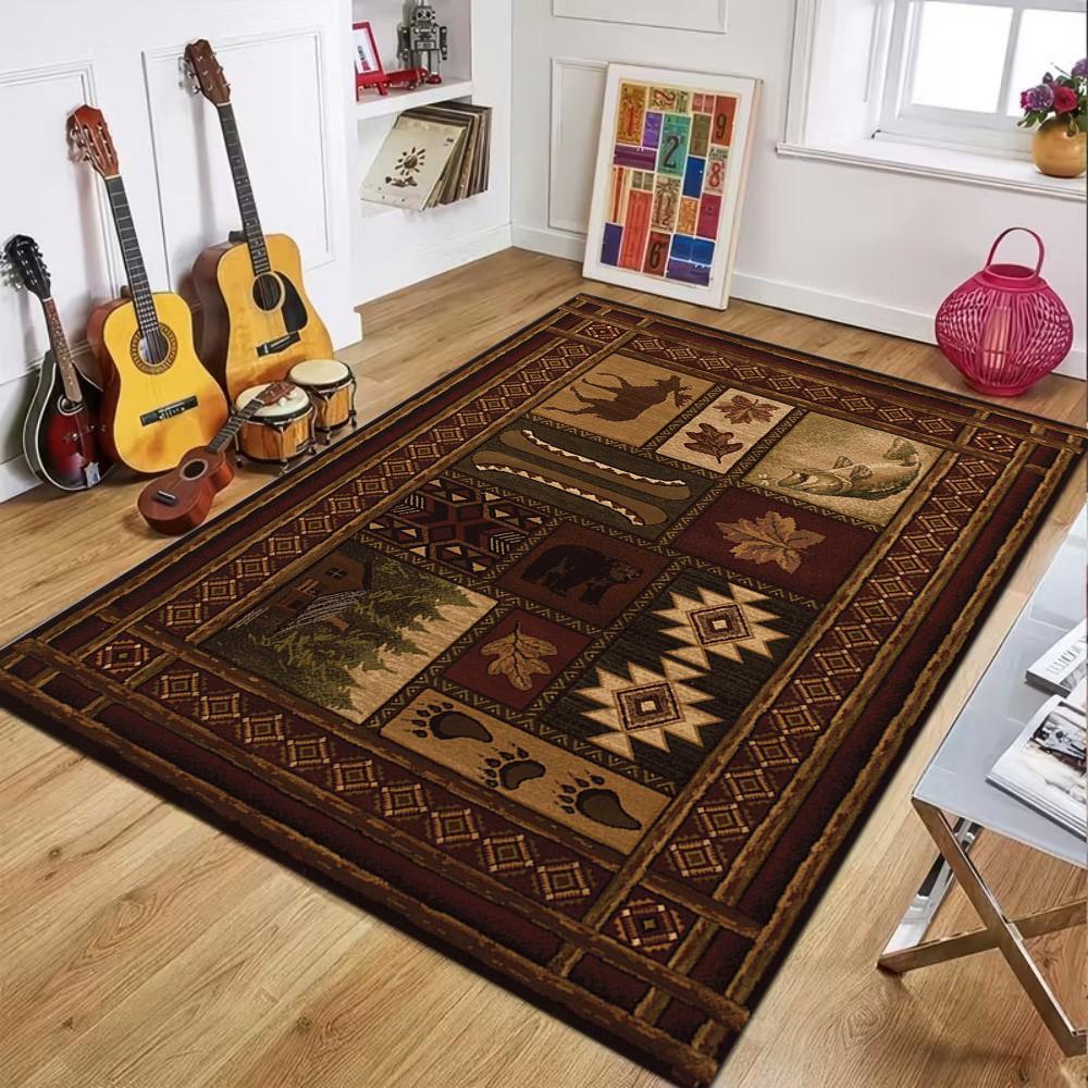 Bohemian Ethnic Animal Pattern Carpet Mat Rug Soft Non Slip Floor Mat for Living Room Bedroom Home Decoration Home Carpet