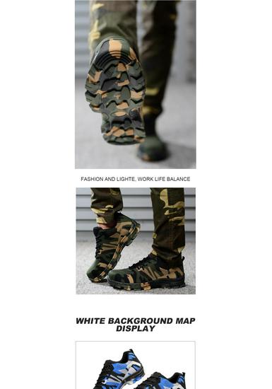 Men's Camouflage Safety Work Shoes - Anti-smash, Anti-puncture, Wear-resistant, Anti-slip, Four Seasons.