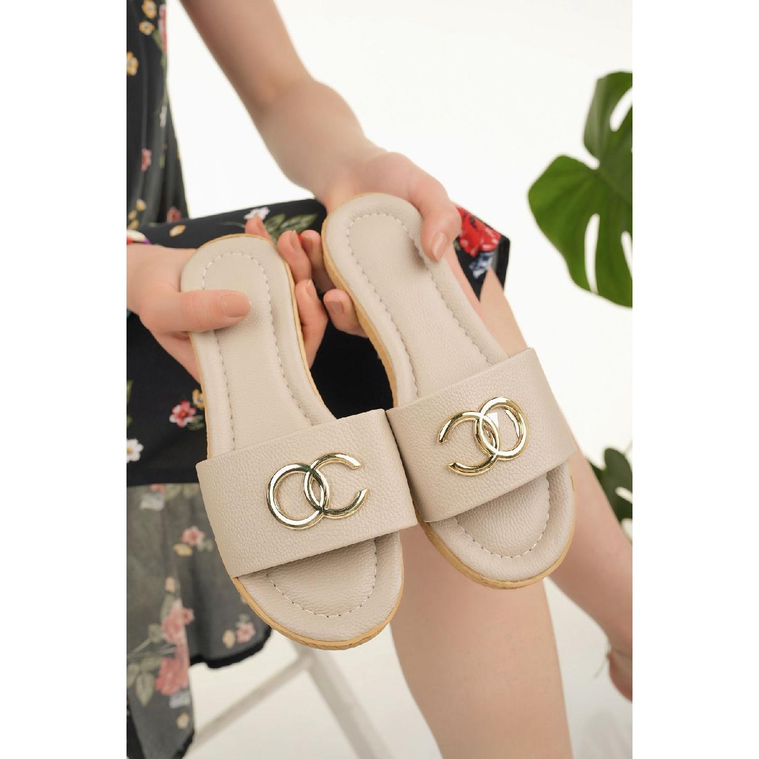 

Женские повседневные тапочки, бежевые стильные домашние тапочки с пряжкой для гостей на морском пляже и приданое