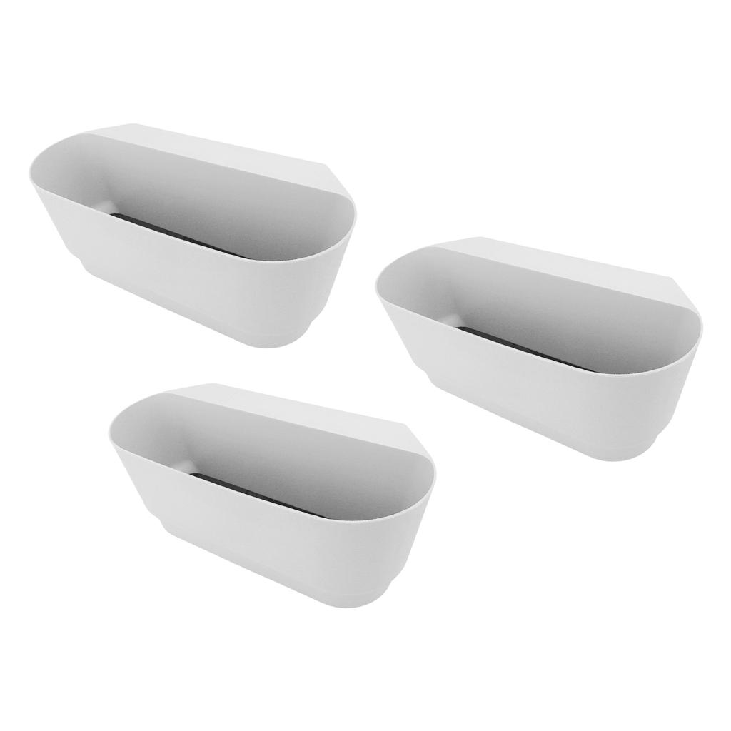 3PCS Hanging Flower Pots Railing Fence Planter Holder with Drainage Holes for Balcony Window Country Style White