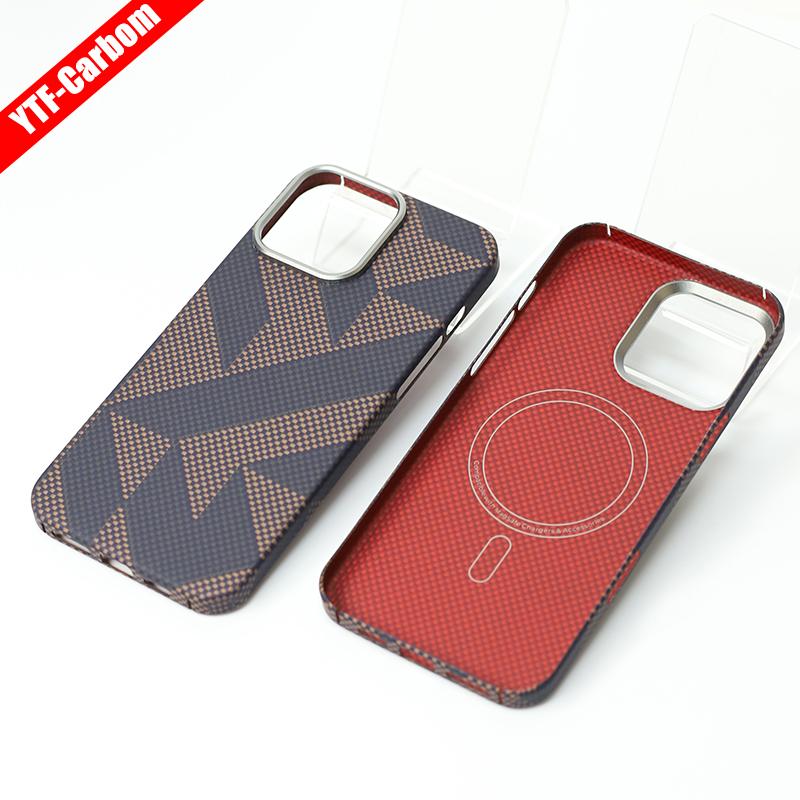 YTF-Carbon for iPhone16Promax Carbon Fiber Mobile Phone Case Aramid Fiber Magnetic 16Pro Protective Case Business 16plus