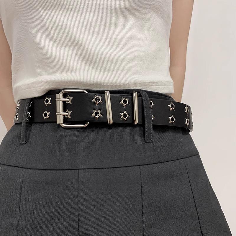 Women'S Belt Fashionable Rivet Belt Personalized Needle Buckle Belt Street Trend Punk Hiphop Style Y2K Belt With Jeans Belt