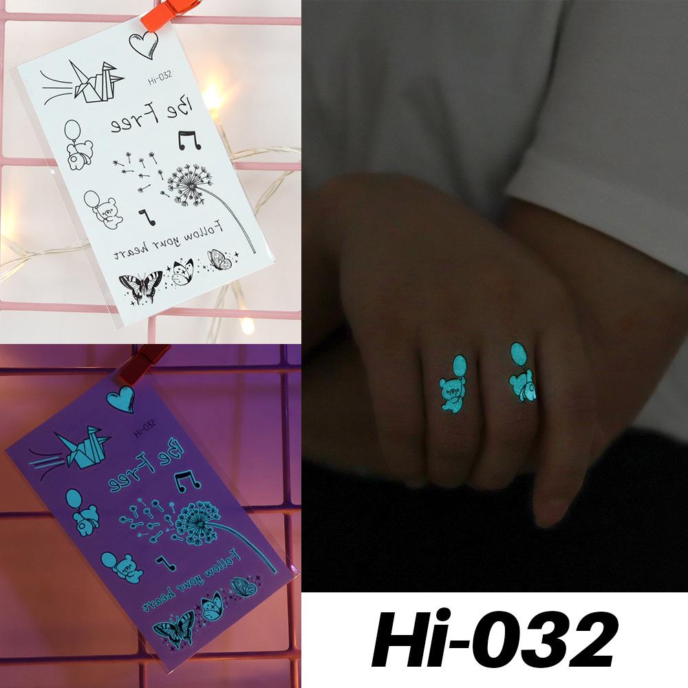 Waterproof Blue Luminous Tattoo Stickers: Snake & Butterfly Designs for Festivals