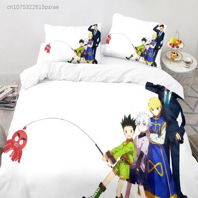 Pościel Dziecięca Hunter×Hunter Zestaw Pościeli Z Poszewką Na Poduszkę, Zestaw Pościeli Dziecięcej Z Nadrukiem 3D Anime Kreskówka