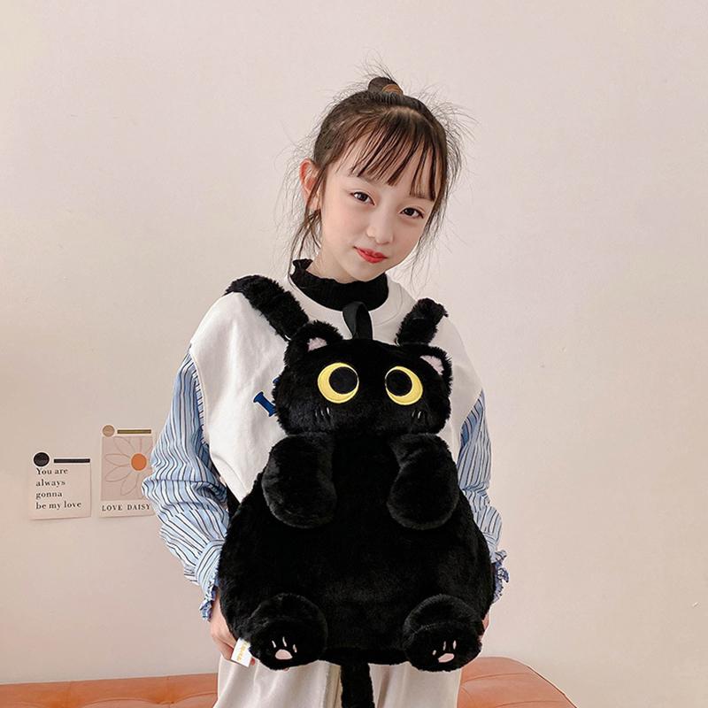 Kawaii Katt Plysjleke Ryggsekk Søt Stor Kapasitet Kosedyr Vesker Tegneserie Plysj Katt Ryggsekk Barn Bursdagsgaver