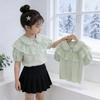 Girls White Blouse Pure Cotton Lace Trim Long Sleeve Shirt Children Student Class Uniform Top Spring Autumn Casual School Clothing Fashionable Kids