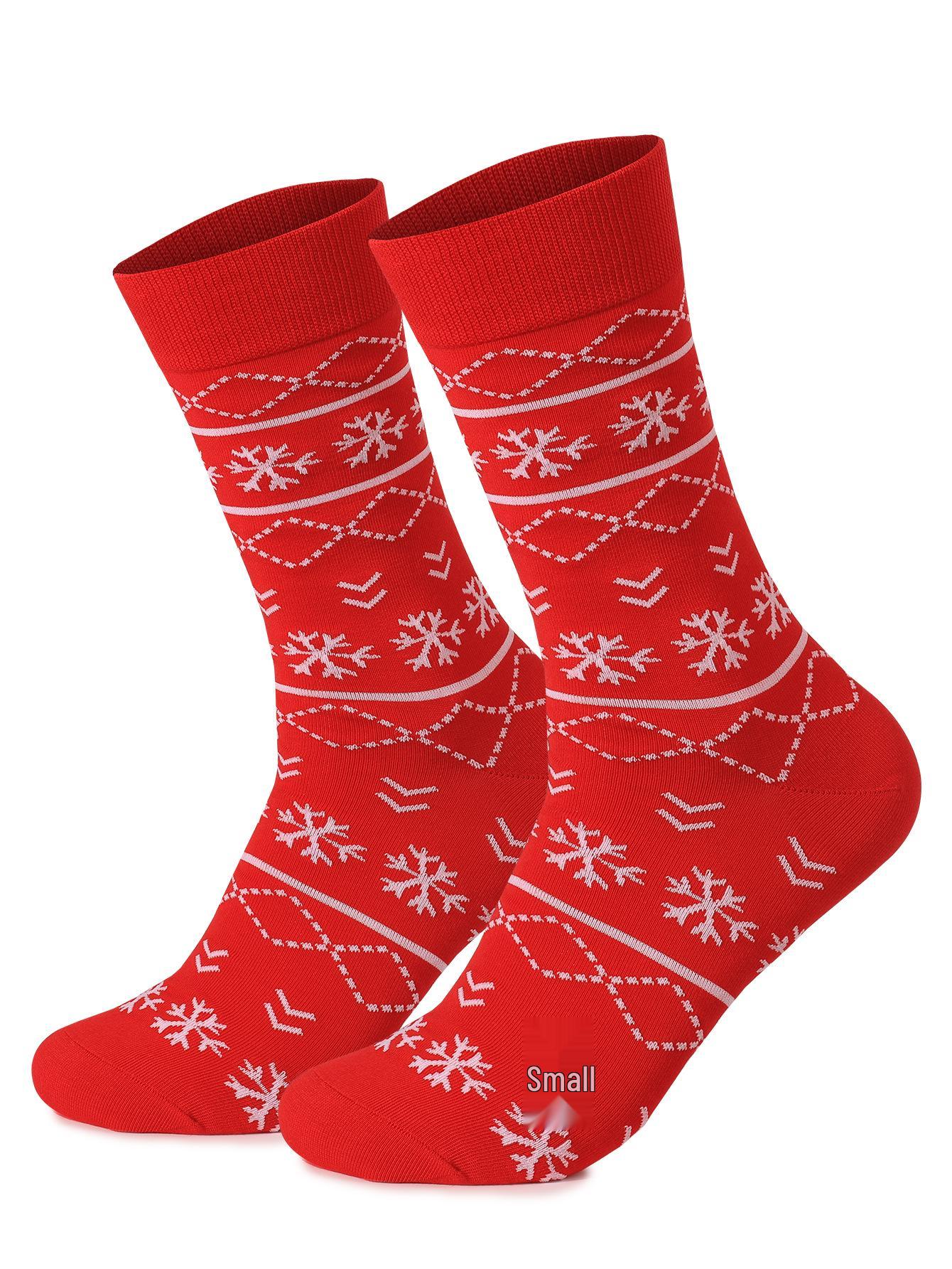 

Christmas-Themed Sweat-Absorbent, Odor-Resistant Mid-Calf Socks for Men and Women in Plus Sizes One Size червоний