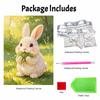 Sparkling Pearl Painting on Stretched Frame Cute Bunny Eating Grass DIY Bead Art Canvas Relaxing Hobby Gift for Craft Lovers Great for Adults
