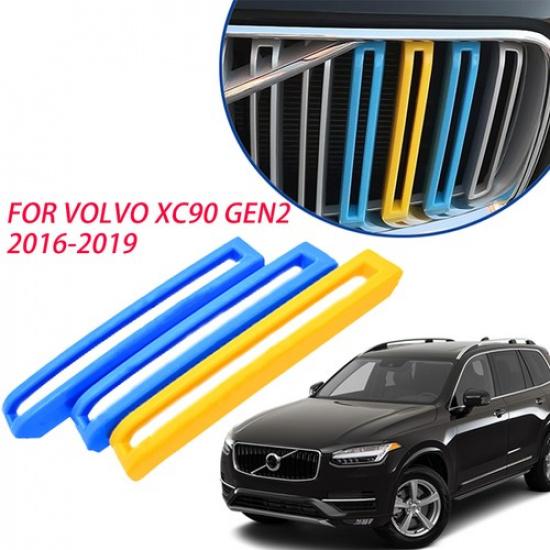 3X For Volvo XC90 Gen2 16-19 Sweden Flag Color Front Grille Ert Trims Strip