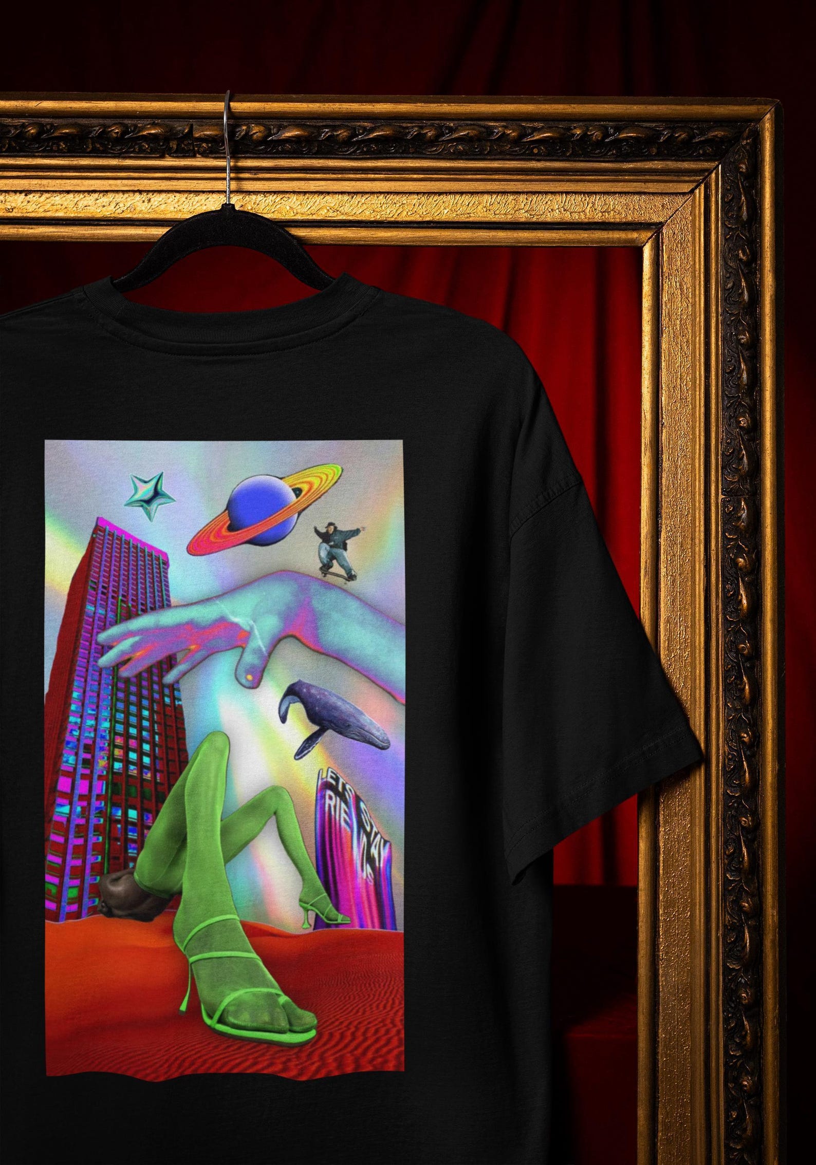 Graphic Tee: Surreal Space Scene - Vaporwave, Retro Futurism Comfort Colors® 4XL