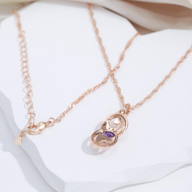 Purple Zircon Gourd Pendant Necklace For Women Kinel Jewelry Set Necklace