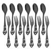 12pcs Colorful Royal Tableware Set Western Stainless Steel Flatware Cutlery Coffee Spoon Fruit Cake Fork Dinnerware Silverware