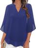 Casual Summer New Women's Floral Sleeve Top Loose V-Neck Chiffon Shirt